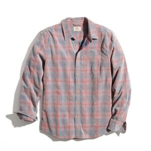 Marine Layer Long Sleeve Lightweight Plaid Cord Shirt Pink Madras (Mens) NWT  SM